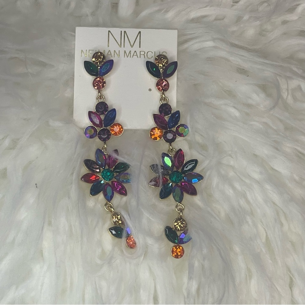 NWT Neiman Marcus Multi Floral Linear Earringsgs